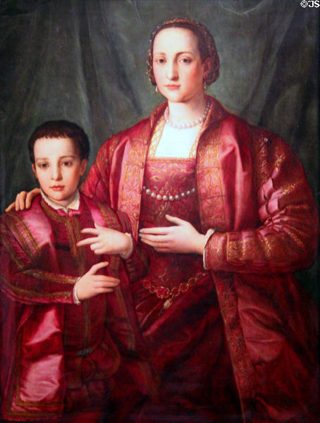 Portrait of Eleonora di Toledo & Her Son, Francesco de'Medici (c1549) by Agnolo Bronzino of Italy at Cincinnati Art Museum. Cincinnati, OH.