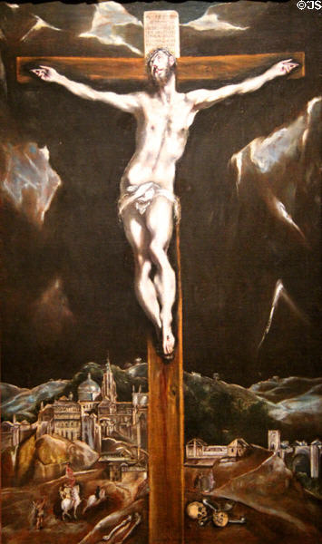 Christ on the Cross with View of Toledo painting (c1605-10) by El Greco of Spain at Cincinnati Art Museum. Cincinnati, OH.