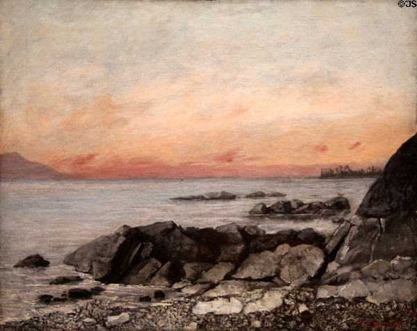 Sunset, Vevey, Switzerland painting (1874) by Gustave Courbet of France at Cincinnati Art Museum. Cincinnati, OH.