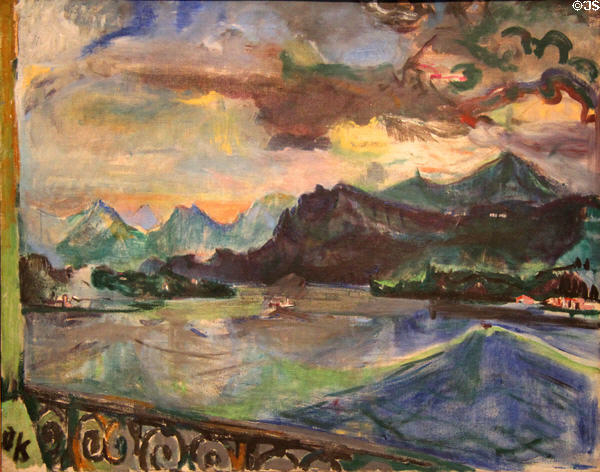 Lake Lucerne I painting (1923) by Oskar Kokoschka of Austria at Cincinnati Art Museum. Cincinnati, OH.