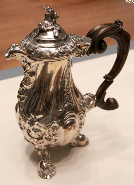 Silver coffee jug (1738) by Paul de Lamerie of London, England at Cincinnati Art Museum. Cincinnati, OH.