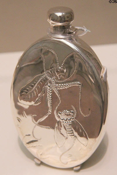Silver flask (c1886) by Charles Osborne of Tiffany & Co. at Cincinnati Art Museum. Cincinnati, OH.