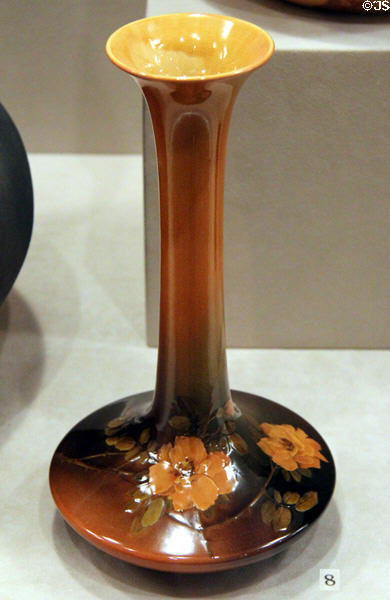 Earthenware vase (1893) by Albert Robert Valentien of Rookwood Pottery Co. of Cincinnati at Cincinnati Art Museum. Cincinnati, OH.