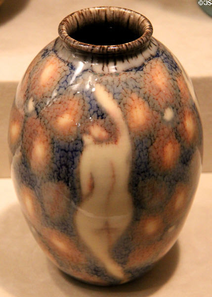 Earthenware vase with nude (1931) by Jens Jenson of Rookwood Pottery Co. of Cincinnati at Cincinnati Art Museum. Cincinnati, OH.