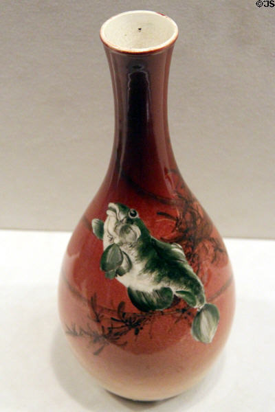 Earthenware vase with fish (1885-7) by Martin Rettig of Avon Pottery at Cincinnati Art Museum. Cincinnati, OH.