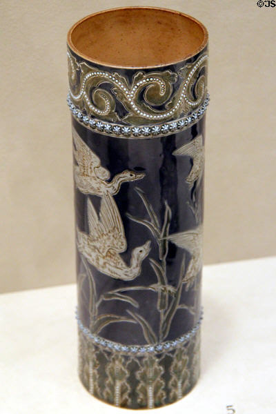 Stoneware vase (1877) by Doulton & Co. of London, England at Cincinnati Art Museum. Cincinnati, OH.