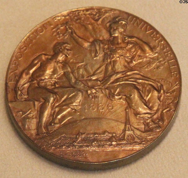 First prize medal awarded to Rookwood Pottery from Universal Exposition (1889) Paris France at Cincinnati Art Museum. Cincinnati, OH.