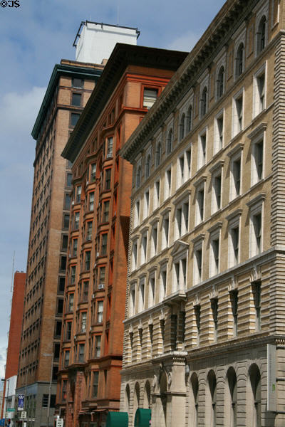 Fifth Third Center, Spitzer, & Gardner Buildings form Madison Ave. streetscape. Toledo, OH.