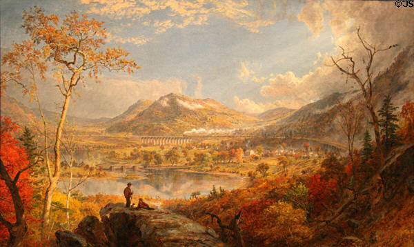 Starrucca, PA rail viaduct landscape painting (1865) by Jasper Francis Cropsey at Toledo Museum of Art. Toledo, OH.