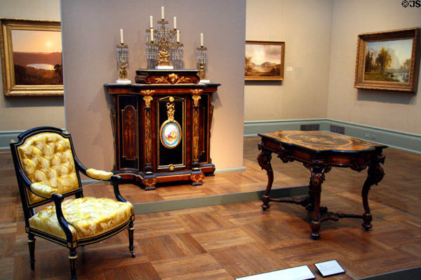 Gallery of American-made furniture (c1840-70) & paintings at Toledo Museum of Art. Toledo, OH.