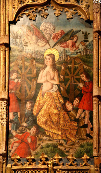 Panel of St Catherine of Alexandria from St Andrew altarpiece (1475-1500) attrib. to Master of Geria from Castile at Toledo Museum of Art. Toledo, OH.