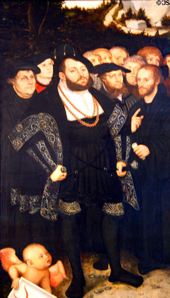 Martin Luther & Wittenberg Reformers painting (c1543) by Lucas Cranach the Younger at Toledo Museum of Art. Toledo, OH.