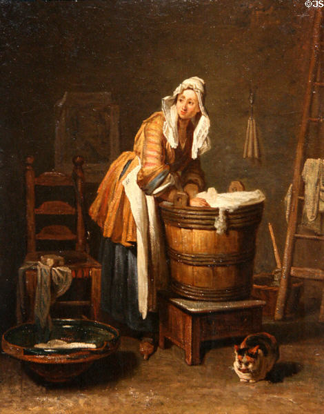 Washerwoman painting (c1733-9) by Jean-Siméon Chardin at Toledo Museum of Art. Toledo, OH.