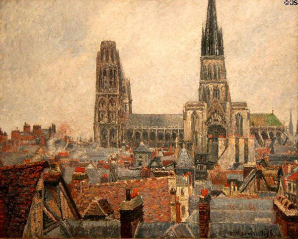 Roofs of Old Rouen, Gray Weather painting (1896) by Camille Pissarro at Toledo Museum of Art. Toledo, OH.