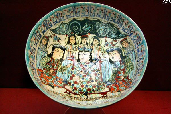 Persian earthenware bowl with enameled royal court (1200s) at Toledo Museum of Art. Toledo, OH.