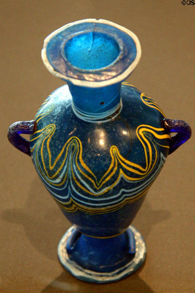 Egyptian core-formed unguent bottle (18th dynasty) (1400-1350 BCE) at Toledo Glass Pavilion. Toledo, OH.