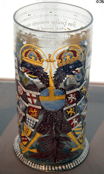 Bohemian beaker with imperial eagle (1624) at Toledo Glass Pavilion. Toledo, OH.
