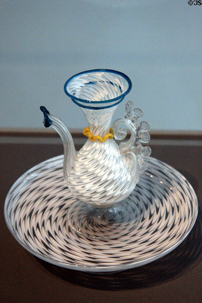 Venetian blown glass cruet & plate (17th C) at Toledo Glass Pavilion. Toledo, OH.