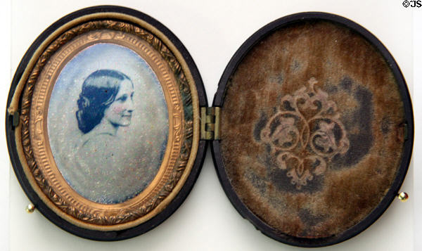 Locket photo of Lucy Hayes carried by General Rutherford B. Hayes during Civil War until his death at Hayes Museum. Fremont, OH.