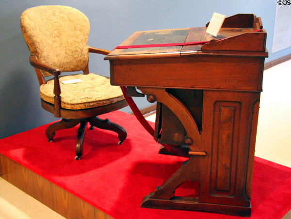 Desk from Ohio House of Representatives installed when Rutherford B. Hayes was Ohio Governor at Hayes Museum. Fremont, OH.