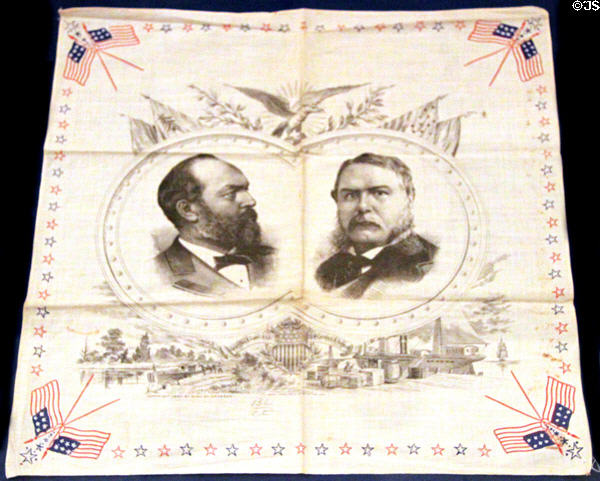 President James Abram Garfield & VP Chester Alan Arthur printed cloth (at Hayes Presidential Center). Fremont, OH.