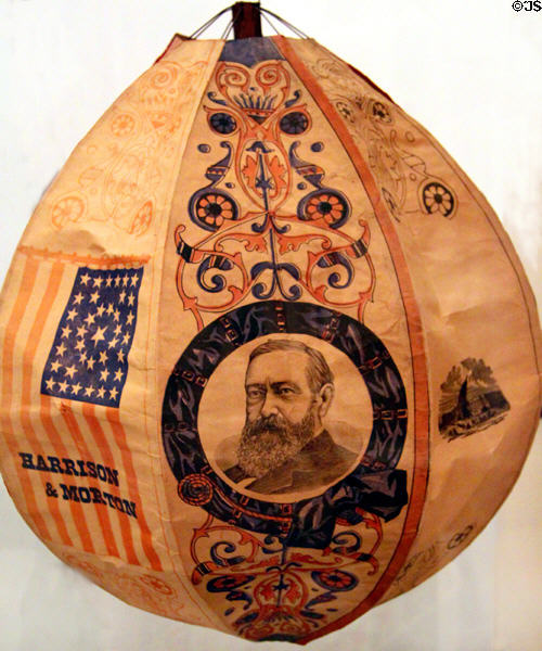 Benjamin Harrison & Levi P. Morton campaign paper lantern (1888) (at Hayes Presidential Center). Fremont, OH.
