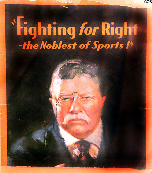 Theodore Roosevelt campaign poster Fighting for Right - the Noblest of Sports (at Hayes Presidential Center). Fremont, OH.