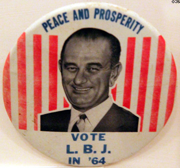 Lyndon Baines Johnson LBJ campaign button (1964) (at Hayes Presidential Center). Fremont, OH.