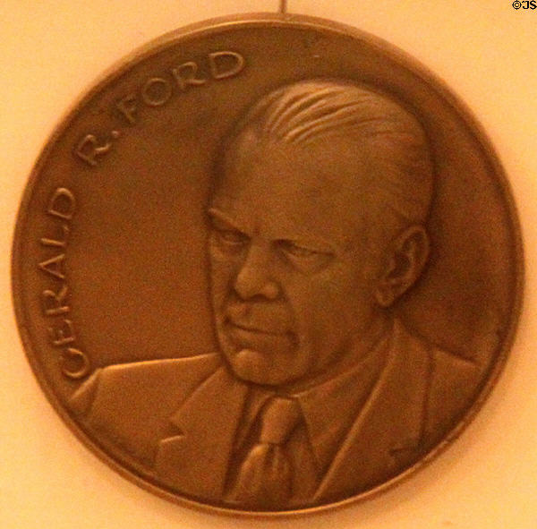 Gerald Rudolph Ford (1974-1977) medal (at Hayes Presidential Center). Fremont, OH.