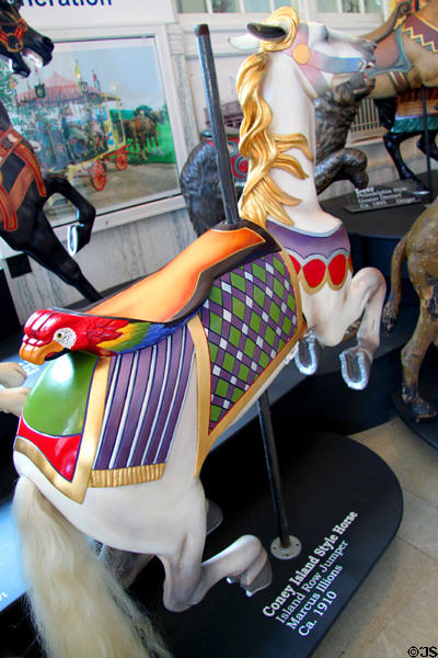Coney Island style carousel horse (Island Row Jumper) (c1910) by Marcus Illions at Merry-Go-Round Museum. Sandusky, OH.
