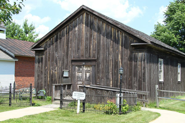 Detterman Log Church (1846) at Historic Lyme Village Museum. Bellevue, OH.