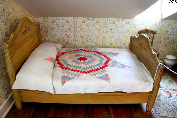 Bed with quilt by Edison's mother at Edison Birthplace Museum. Milan, OH.