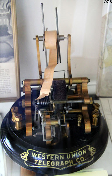 Edison stock ticker (this model 1885) (in use 1869-c1939) at Edison Birthplace Museum. Milan, OH.