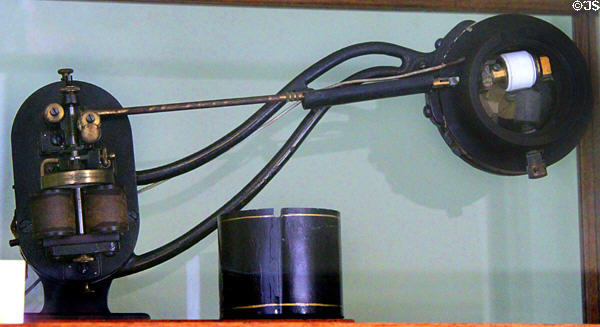 Edison chalk telephone receiver at Edison Birthplace Museum. Milan, OH.