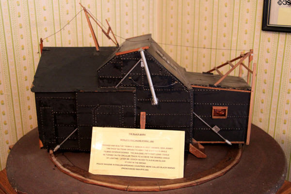 Model of Edison's Black Maria, world's first movie studio in West Orange, NJ, at Edison Birthplace Museum. Milan, OH.