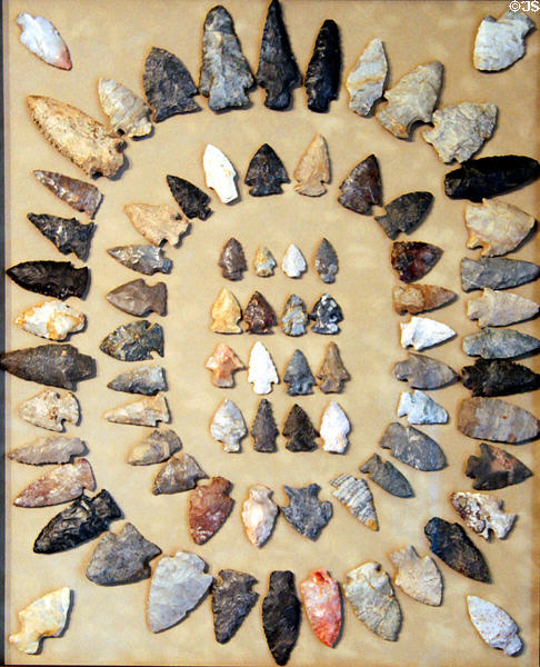 Collection of arrowheads in Galpin house at Milan Historical Museum. Milan, OH.