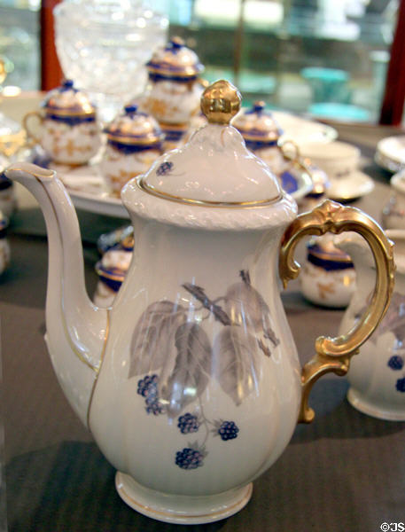 Porcelain coffee set from Bohemia in Newton Arts Building at Milan Historical Museum. Milan, OH.