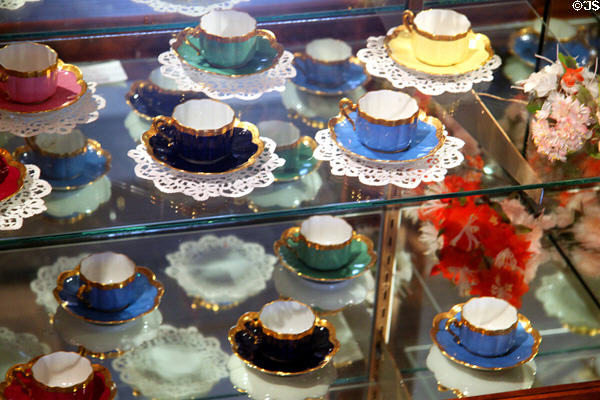 Collection of demitasse cups in Newton Arts Building at Milan Historical Museum. Milan, OH.
