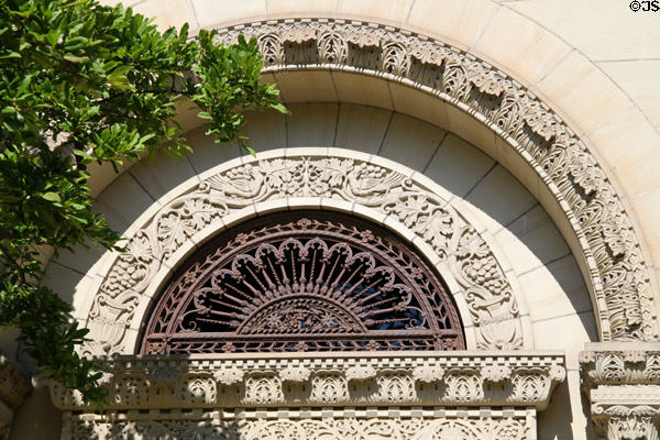 Romanesque detail over door of Gilbert's Cox Administration Building at Oberlin College. Oberlin, OH.