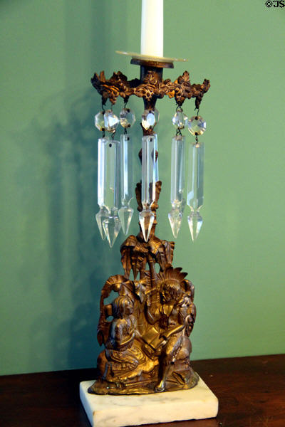 Candlestick with glass prisms (c1890) in parlor of Monroe House at Oberlin Heritage Center. Oberlin, OH.