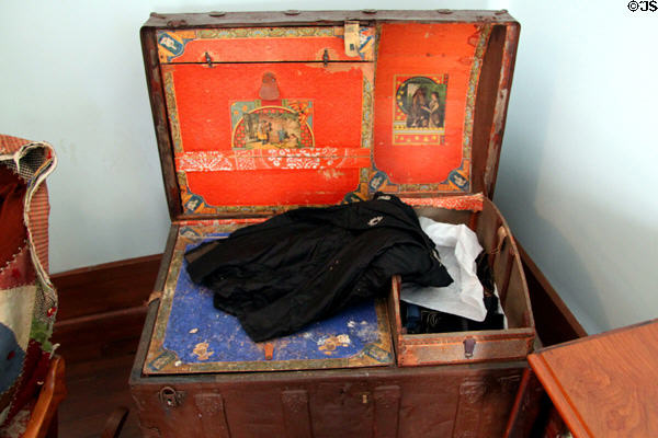 Steel steamer trunk (c1890) in Monroe House at Oberlin Heritage Center. Oberlin, OH.