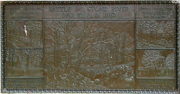 Battle of Stone's River (Dec. 31, 1862) Civil War scene on William Harvey Gibson Monument. Tiffin, OH.