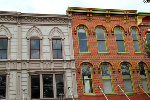 Gothic & Romanesque Revival facades of 120-118 S. Washington St. Tiffin, OH.