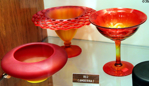 Red amberina glass at Tiffin Glass Museum. Tiffin, OH.