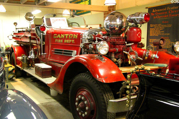 Ahrens-Fox Piston Pumper Model I-T (1937) from Cincinnati, OH, used by Canton Fire Dept., at Canton Classic Car Museum. Canton, OH.