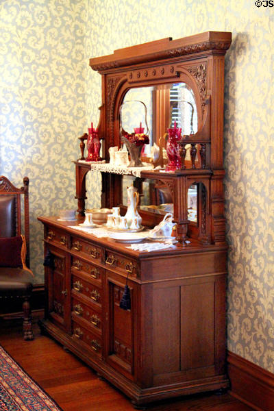 Sideboard in dining room at Ida Saxton McKinley Historic House. Canton, OH.