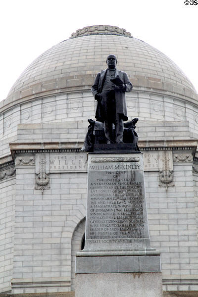 Bronze statue (1907) by Charles Henry Niehaus depicting William McKinley delivering his final address at Buffalo, NY the day before his assassination at McKinley National Memorial. Canton, OH.
