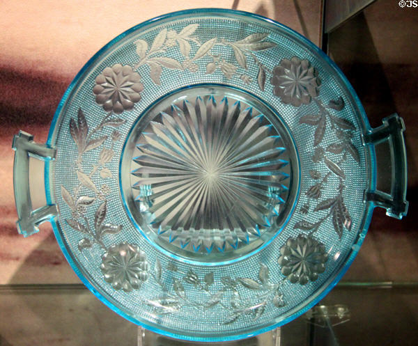 Canton Glass Dahlia pattern pressed glass plate at McKinley Presidential Library & Museum. Canton, OH.