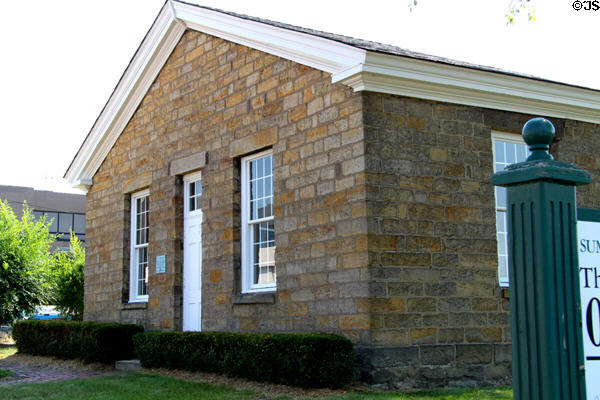 The Old Stone School (c1840) (101 S. Broadway St.) constructed of sandstone. Akron, OH.