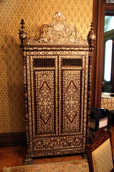 Turkish Wardrobe (1900) with mother of pearl & silver inlay at Hower House. Akron, OH.